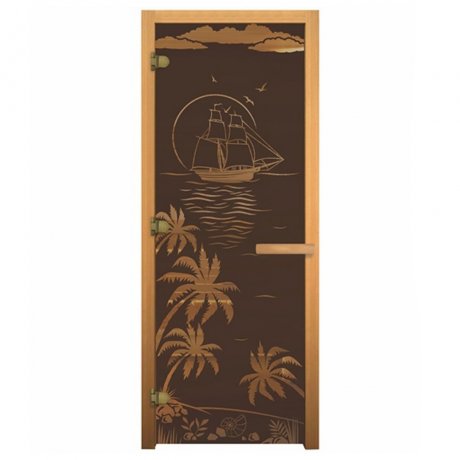 Дверь стеклянная «ЛАГУНА» бронза матовая, 8 мм, 3 петли «ВЕЗУВИЙ»