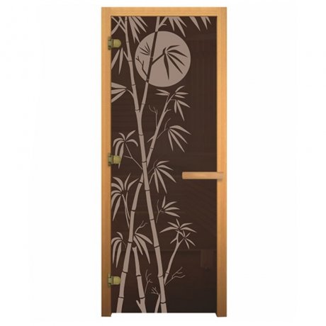 Дверь стеклянная «БАМБУК» бронза, 8 мм, 3 петли «ВЕЗУВИЙ»
