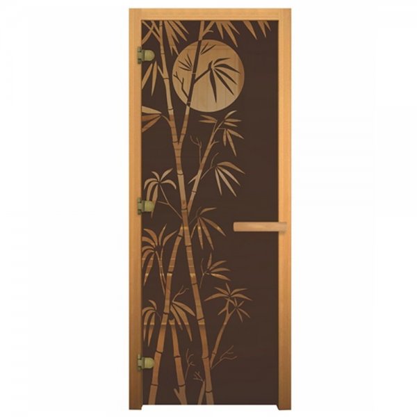 Дверь стеклянная «БАМБУК» бронза матовая, 8 мм, 3 петли «ВЕЗУВИЙ»