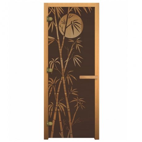 Дверь стеклянная «БАМБУК» бронза матовая, 8 мм, 3 петли «ВЕЗУВИЙ»