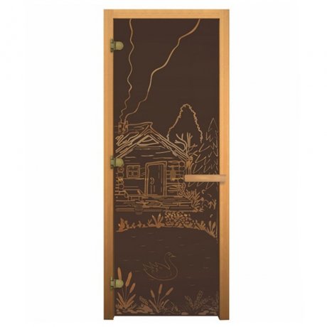 Дверь стеклянная «БАНЬКА» бронза матовая, 8 мм, 3 петли «ВЕЗУВИЙ»
