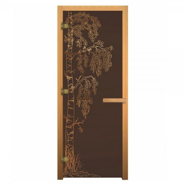 Дверь стеклянная «БЕРЁЗКА» бронза матовая, 8 мм, 3 петли «ВЕЗУВИЙ»