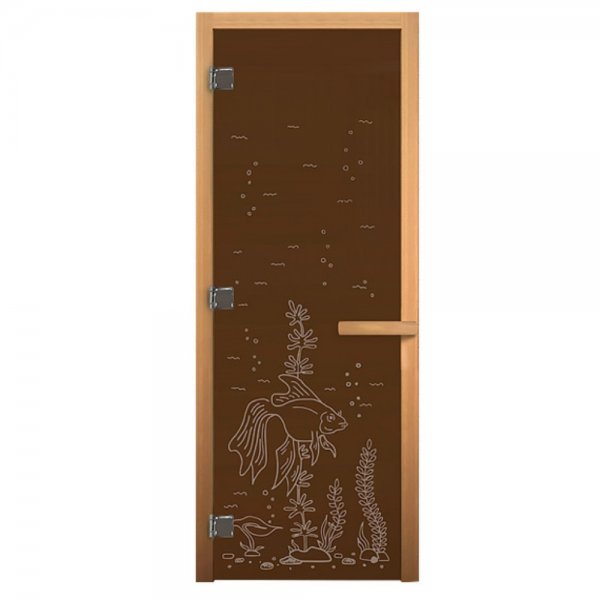 Дверь стеклянная «РЫБКА» бронза, 8 мм, 3 петли «ВЕЗУВИЙ»