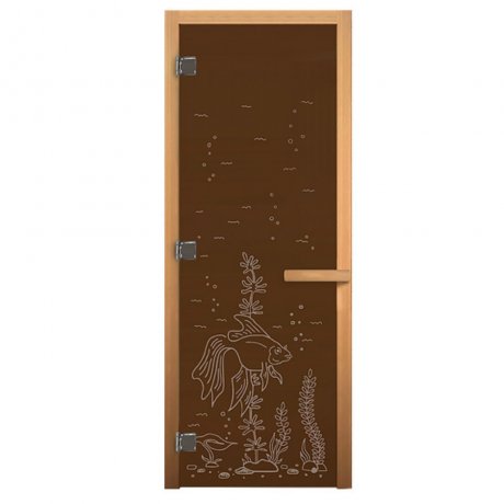 Дверь стеклянная «РЫБКА» бронза, 8 мм, 3 петли «ВЕЗУВИЙ»