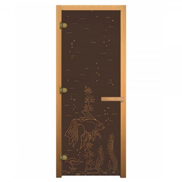 Дверь стеклянная «РЫБКА» бронза матовая, 8 мм, 3 петли «ВЕЗУВИЙ»